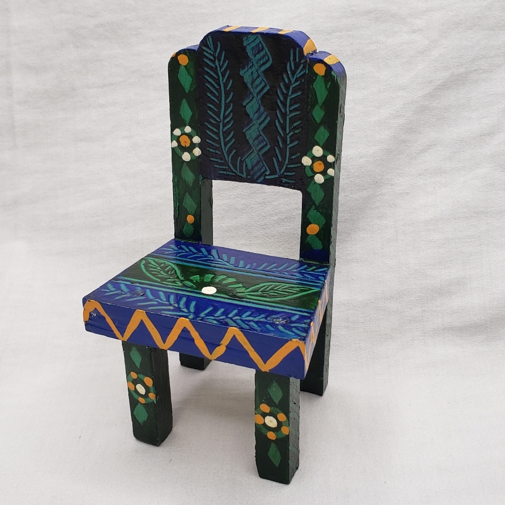 Handcrafted Oaxaca Mexico Mini Painted Chair
